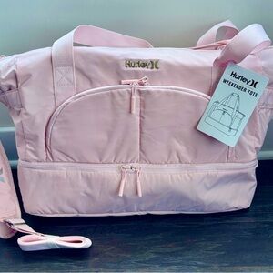Hurley Weekender Tote,water resistant front/top/back zip,luggage strap,USB port